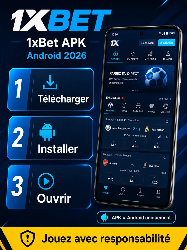 Infographie: parcours APK Android, du téléchargement à l'ouverture de l'application.