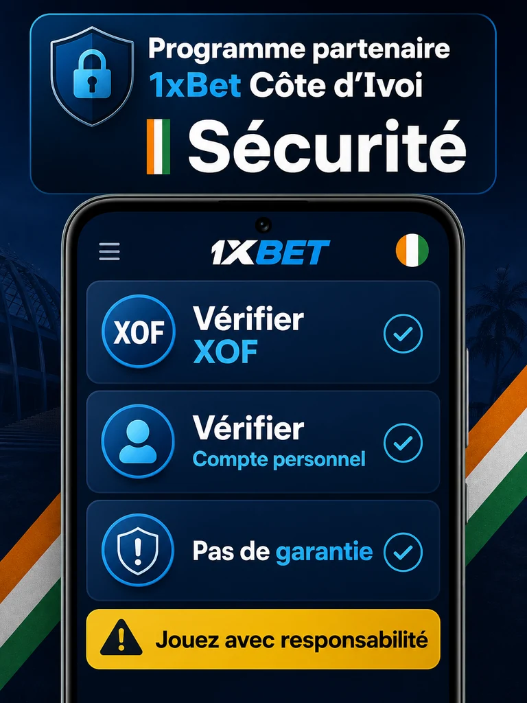 Infographie: sécurité Programme partenaire 1xBet Côte d'Ivoire en Côte d'Ivoire.