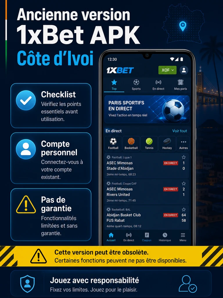 Infographie: checklist Ancienne version 1xBet APK Côte d'Ivoire en Côte d'Ivoire.
