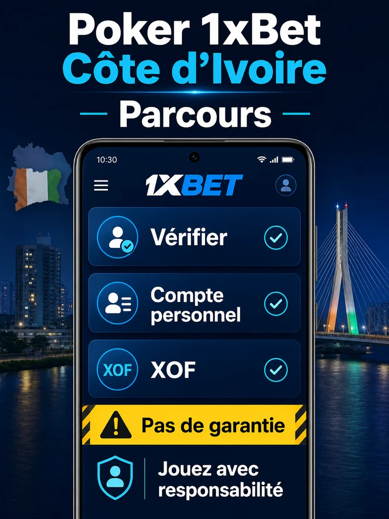 Infographie: parcours Poker 1xBet Côte d'Ivoire en Côte d'Ivoire.